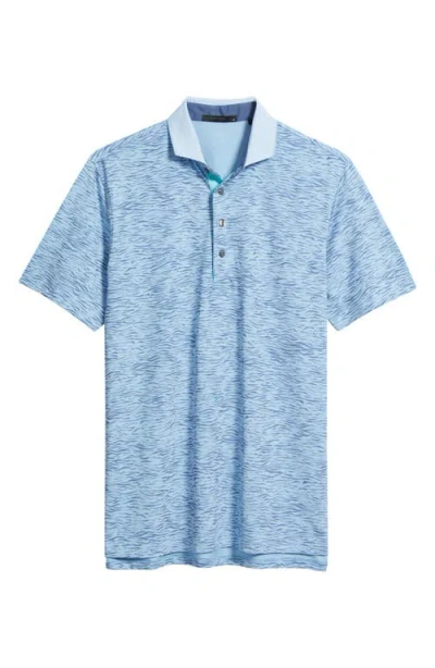 Greyson Deep Water Performance Print Polo In Blue
