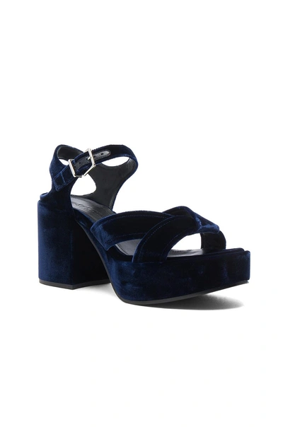 Shop Jil Sander Velvet Heels In Blu Notte