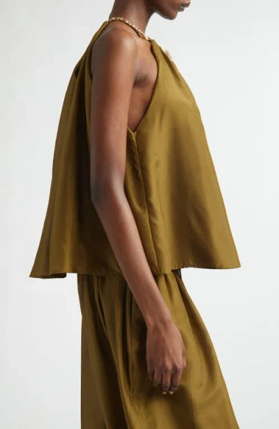 Zimmermann Womens Olive Mahon Chain Neck Silk Blouse Xl In Green