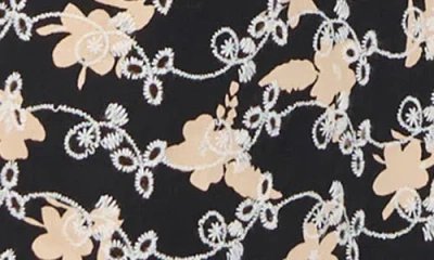 Cece Embroidered Ankle Wide Leg Pull-on Pants In Black