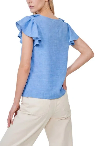 Cece Ruffle Top In Blue