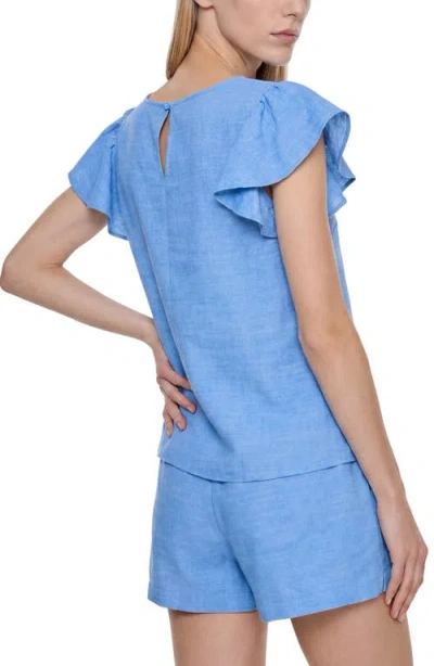Cece Ruffle Top In Blue
