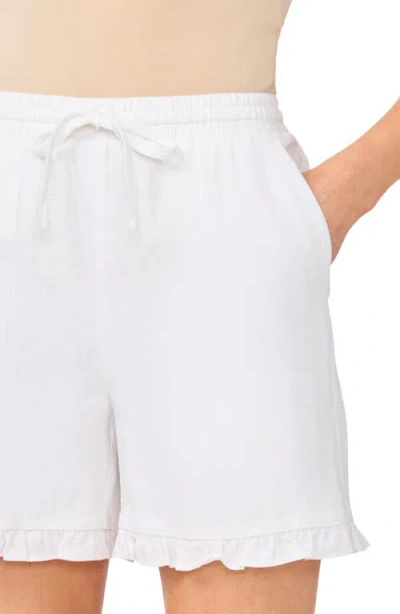 Cece Ruffle Hem Drawstring Shorts In White