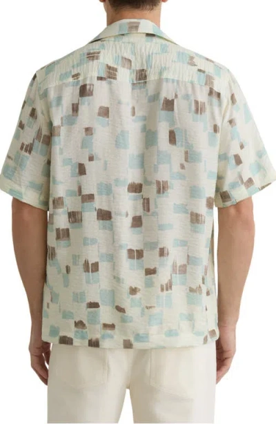 Reiss Mens Off White Vespucci Brushstroke-print Cotton Shirt Xl In Brown
