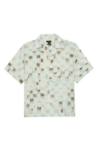 Reiss Mens Off White Vespucci Brushstroke-print Cotton Shirt Xl In Brown