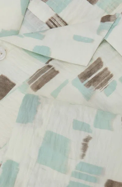 Reiss Mens Off White Vespucci Brushstroke-print Cotton Shirt Xl In Brown