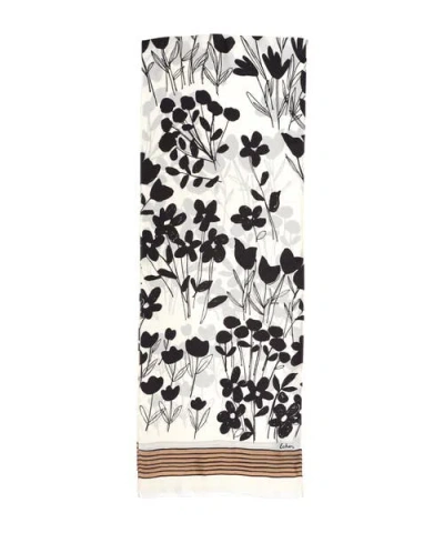 Echo Scribble Floral Silk Oblong In White