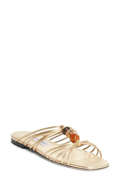 Jimmy Choo Lova Bead-embellished Sandals In Gold