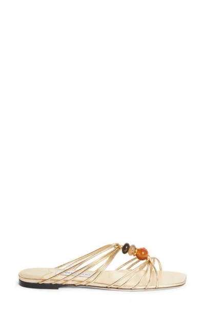 Jimmy Choo Lova Bead-embellished Sandals In Gold