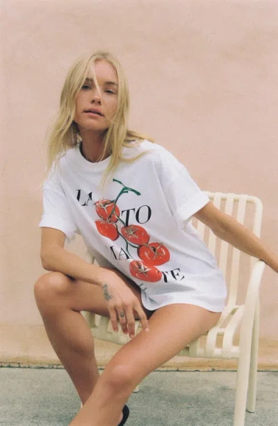 French Connection La Tomate Oversize Cotton Graphic T-shirt In White
