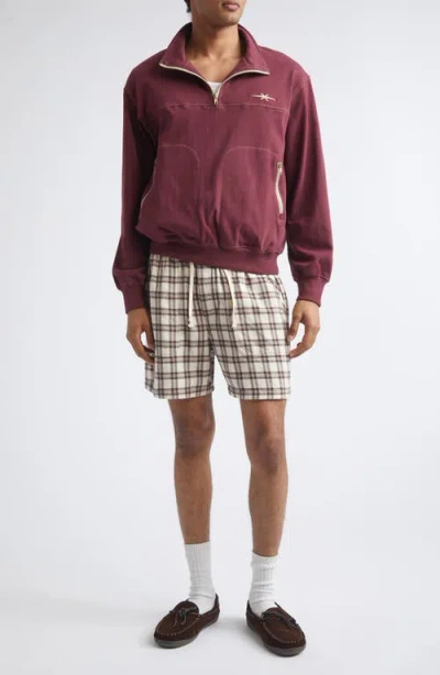 Phipps Bunkhouse Cotton Blend Quarter Zip Pullover In Brown