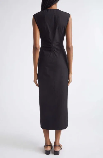Veronica Beard Marisabel Bead Cutout Detail Stretch Cotton Dress In Black