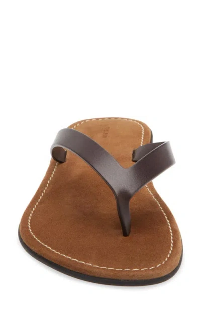 The Row Leather Beach Thong Sandals Flat Sole In Black