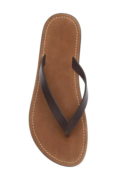 The Row Leather Beach Thong Sandals Flat Sole In Black