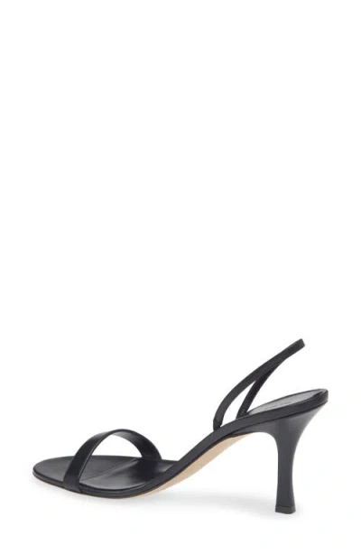 The Row Ella Leather Mules Open Toe Stiletto In Black