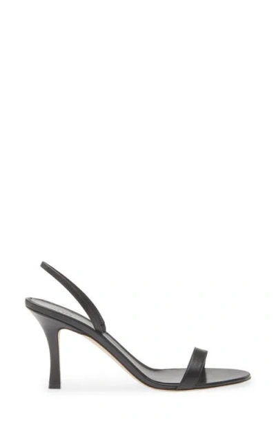 The Row Ella Leather Mules Open Toe Stiletto In Black