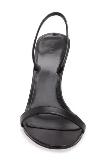 The Row Ella Leather Mules Open Toe Stiletto In Black