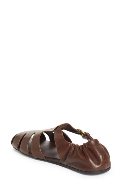 Miu Miu Refined Fisherman Sandals With Ruching And Adjustable Strap In Brown