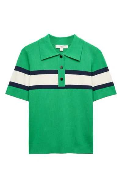 M&s Compact Stripe Polo Sweater In Multi