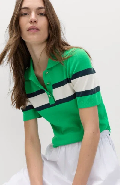 M&s Compact Stripe Polo Sweater In Multi
