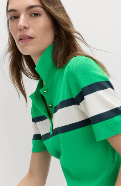 M&s Compact Stripe Polo Sweater In Multi