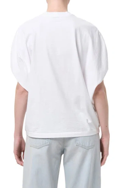 Agolde Souline Ruched Sleeve T-shirt In White