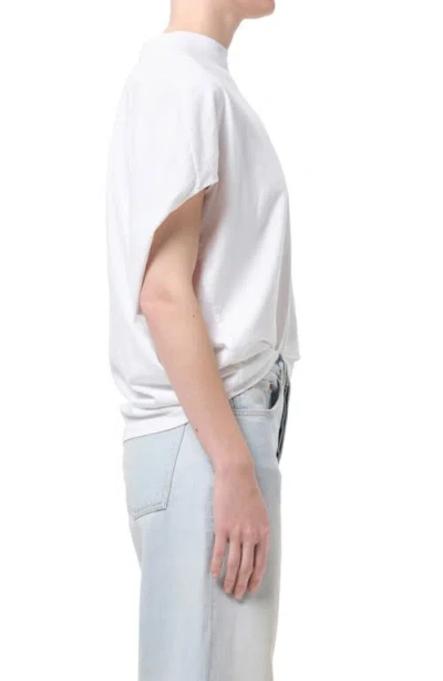 Agolde Souline Ruched Sleeve T-shirt In White