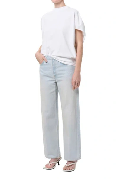 Agolde Souline Ruched Sleeve T-shirt In White