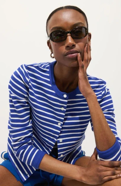 Alex Mill Coco Stripe Crewneck Cardigan In Multi