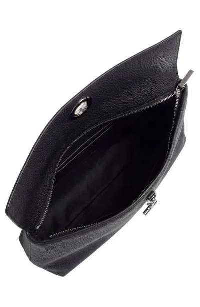 Veronica Beard Anchor Medium Pebbled Leather Clutch In Black