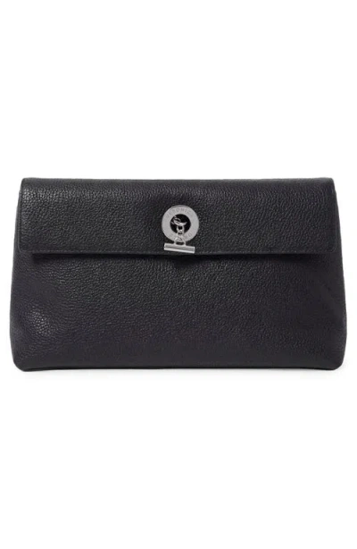 Veronica Beard Anchor Medium Pebbled Leather Clutch In Black