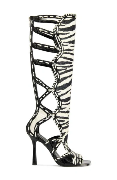 Azalea Wang Indrani Open Toe Knee High Boot In Multi