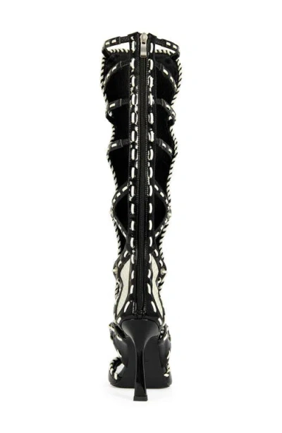 Azalea Wang Indrani Open Toe Knee High Boot In Multi