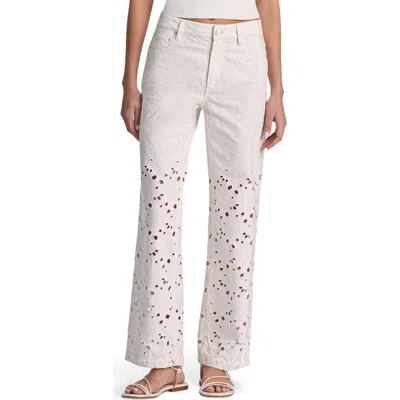 Alice And Olivia Chic High Rise Ankle Jeans In Off White In Metallic