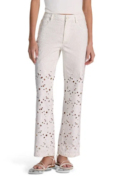 Alice And Olivia Chic High Rise Ankle Jeans In Off White In Metallic
