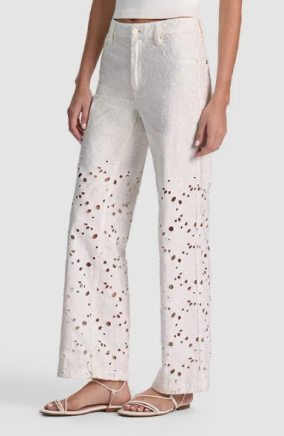 Alice And Olivia Chic High Rise Ankle Jeans In Off White In Metallic