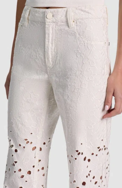 Alice And Olivia Chic High Rise Ankle Jeans In Off White In Metallic