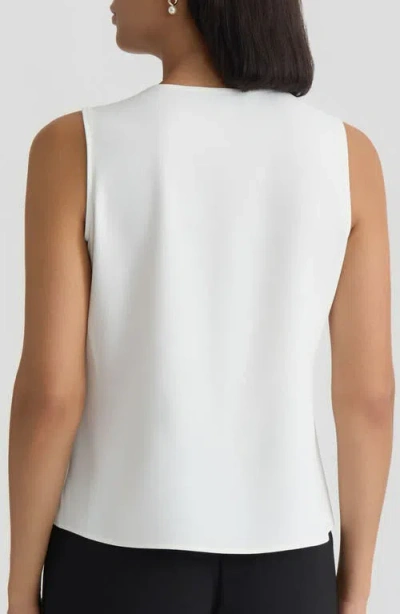 Kasper Plus Size Ruffled Sleeveless Top In White