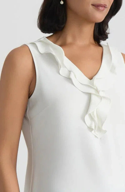 Kasper Plus Size Ruffled Sleeveless Top In White