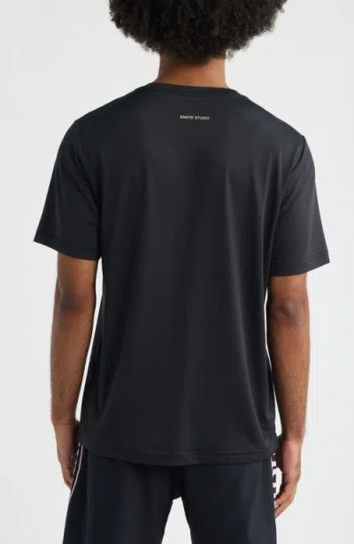 Santo Studio Verona Tech Solid Black T-shirt In Blue