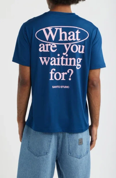 Santo Studio Waiting Tech Graphic T-shirt In Blue