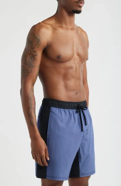Santo Studio Tempo Wordmark Performance Drawstring Shorts In Blue