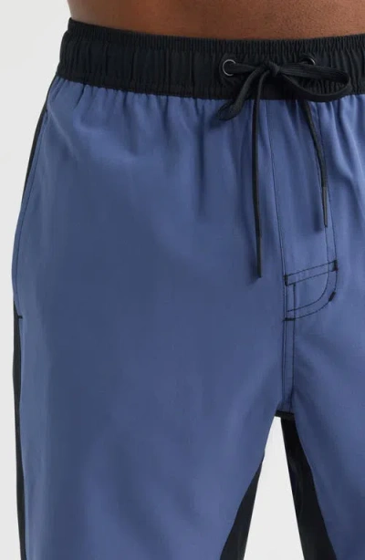 Santo Studio Tempo Wordmark Performance Drawstring Shorts In Blue