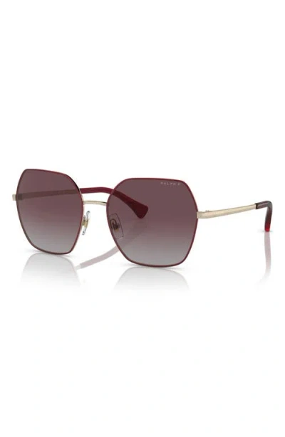 Ralph 58mm Polarized Gradient Square Sunglasses In Red