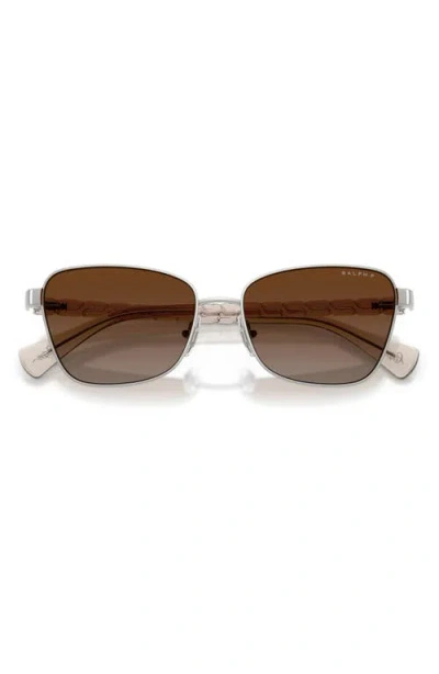 Ralph 56mm Gradient Polarized Irregular Sunglasses In Silver