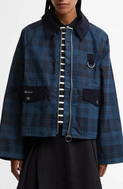 Barbour Womens Weathered Marine Baiton Check Cotton Jacket In Blue