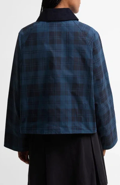 Barbour Womens Weathered Marine Baiton Check Cotton Jacket In Blue