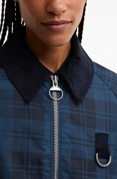 Barbour Womens Weathered Marine Baiton Check Cotton Jacket In Blue