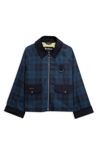 Barbour Womens Weathered Marine Baiton Check Cotton Jacket In Blue