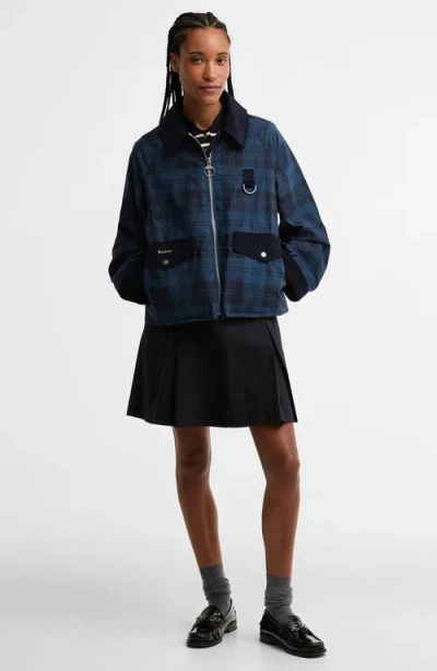 Barbour Womens Weathered Marine Baiton Check Cotton Jacket In Blue